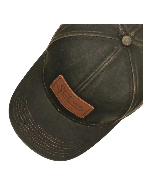 Stetson Leather Patch Baseball Cap - Brown Image 2