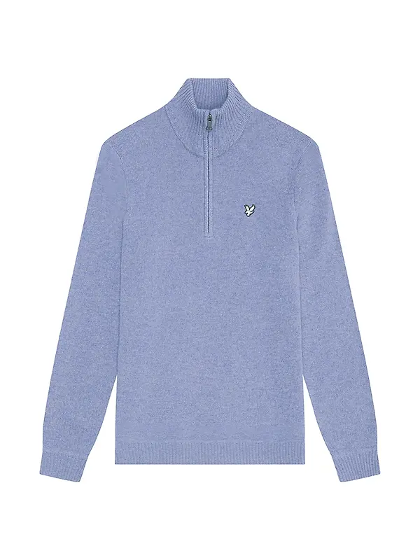 Lyle & Scott Men's Premium Lambswool 1/4 Zip Jumper - Factory Blue Image 1