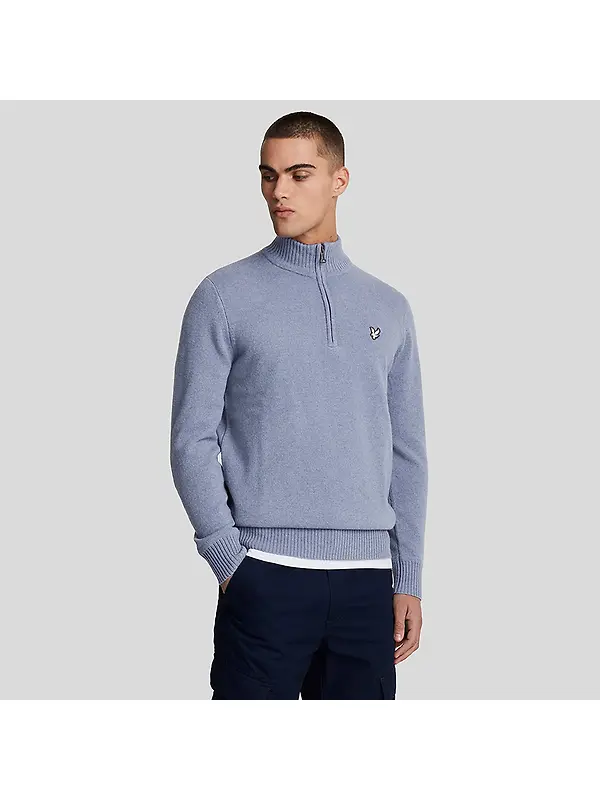 Lyle & Scott Men's Premium Lambswool 1/4 Zip Jumper - Factory Blue Image 2