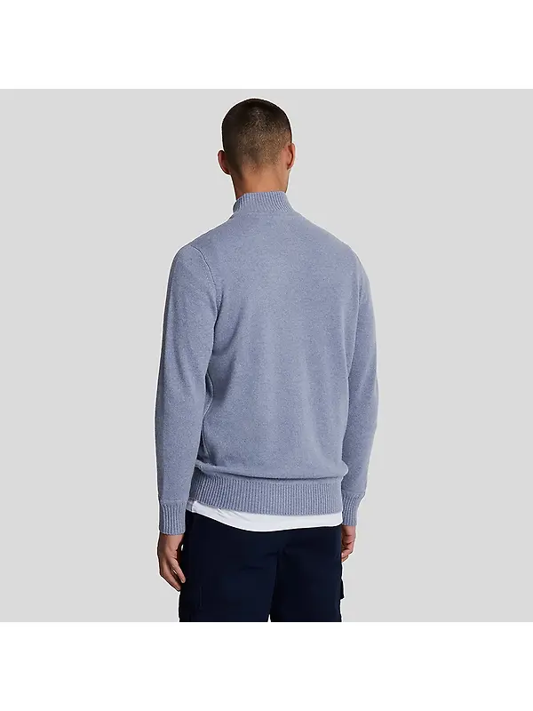 Lyle & Scott Men's Premium Lambswool 1/4 Zip Jumper - Factory Blue Image 4