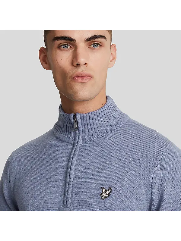 Lyle & Scott Men's Premium Lambswool 1/4 Zip Jumper - Factory Blue Image 5