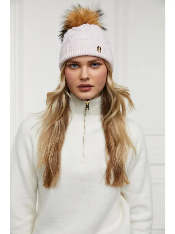 Holland Cooper Cortina Beanie Bobble Hat - Soft Pink Image 4