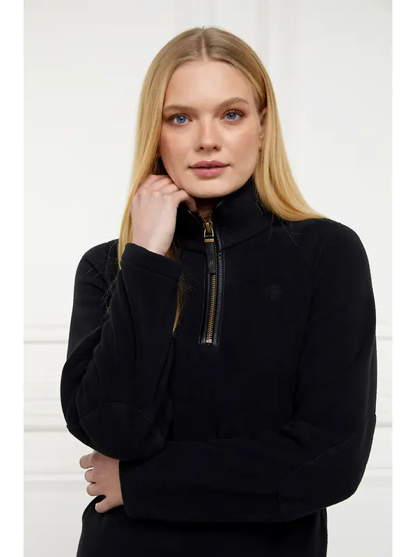 Holland Cooper Women's Country Fleece Quarter Zip - Black Image 4