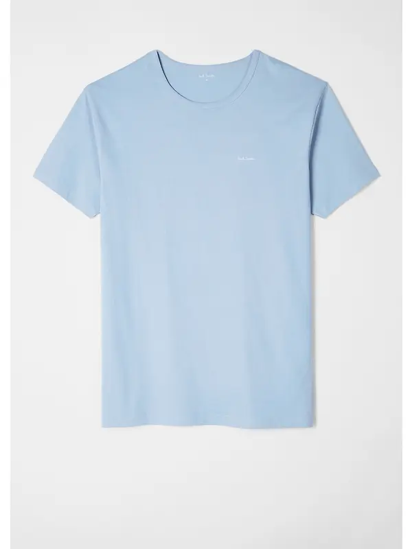 Paul Smith Men's Organic Cotton Logo 3 Pack Lounge T-Shirts - White/Sky Blue/Black Image 4