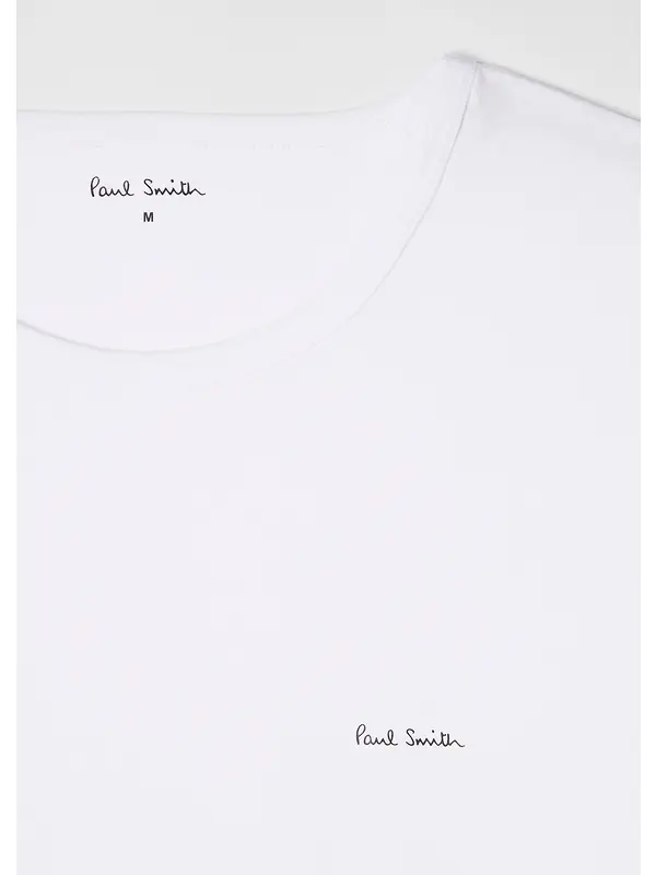 Paul Smith Men's Organic Cotton Logo 3 Pack Lounge T-Shirts - White/Sky Blue/Black Image 7