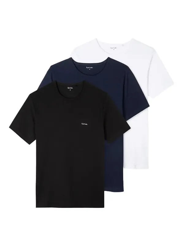 Product image of Paul Smith Men's Organic Cotton Logo 3 Pack Lounge T-Shirts - Multicolour