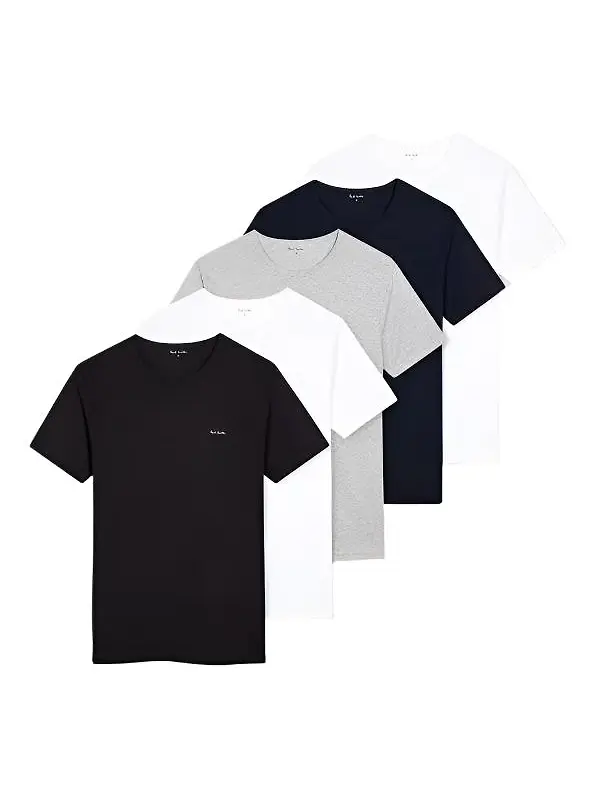 Paul Smith Men's Organic Cotton Logo 5 Pack Lounge T-Shirts - Mixed Image 1