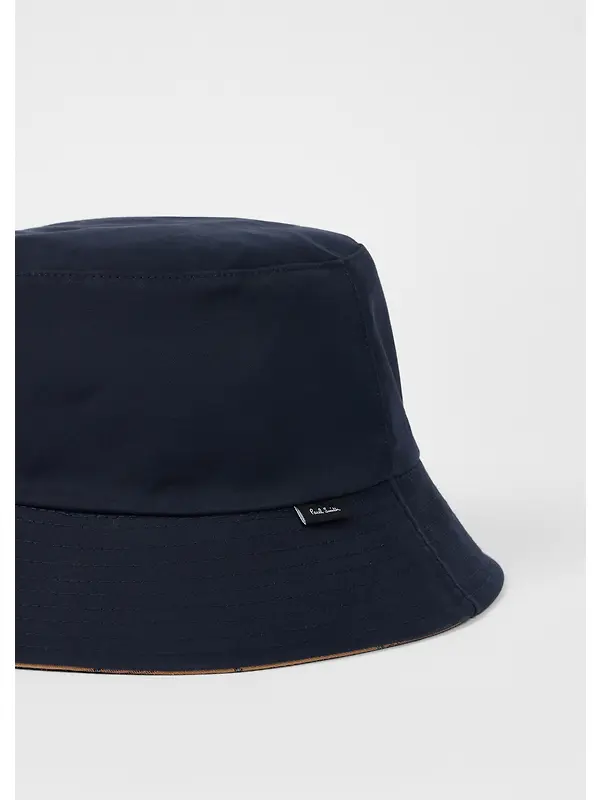 Paul Smith Men's Reversible Cotton-Nylon Bucket Hat - Navy/Beige Image 6