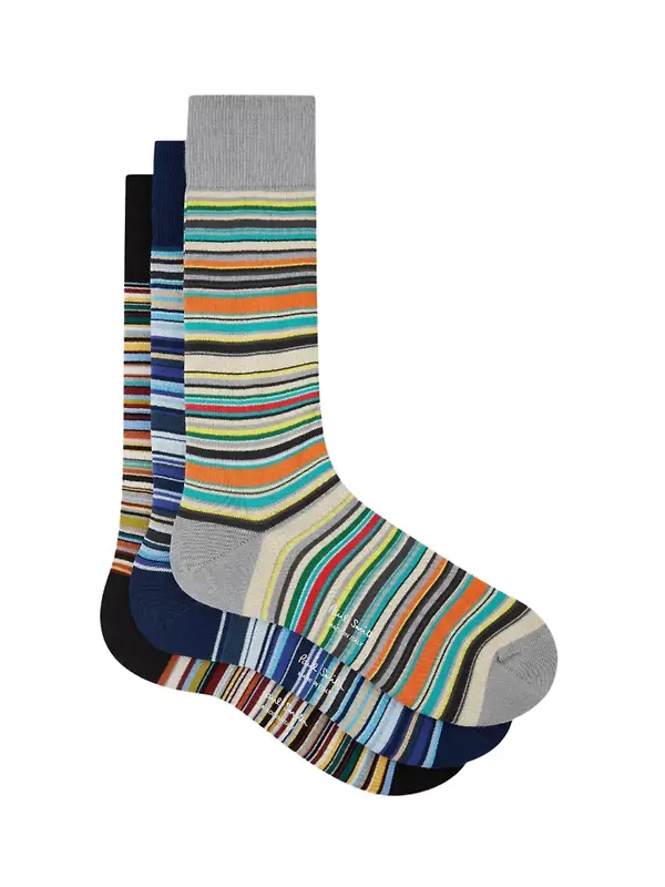 Paul Smith Men's Signature Stripe 3 Pack Socks - Tri-Colour Image 2