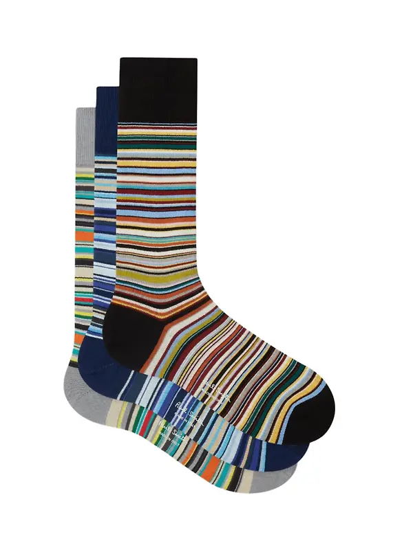 Paul Smith Men's Signature Stripe 3 Pack Socks - Tri-Colour Image 1