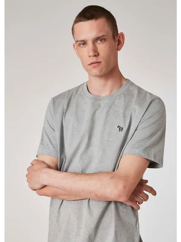 PS By Paul Smith Men's Cotton Zebra Logo T-Shirt - Grey Melange Image 2