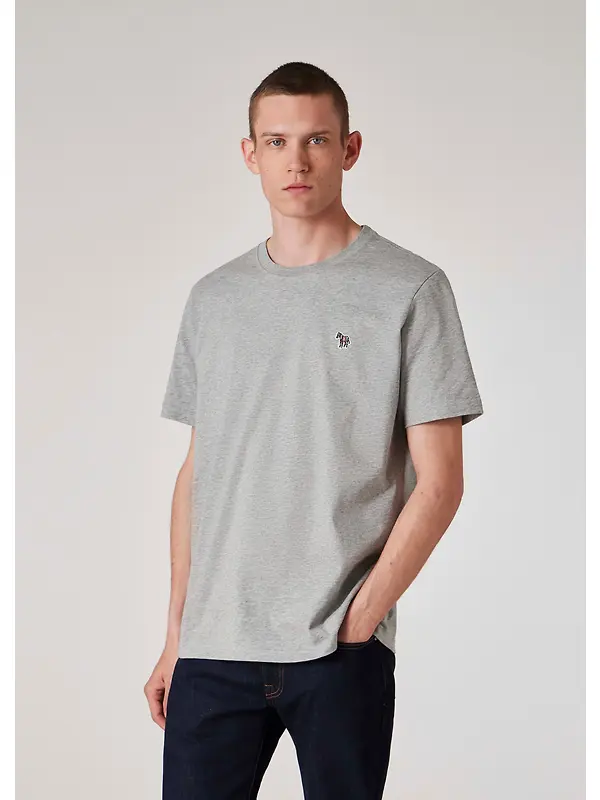 PS By Paul Smith Men's Cotton Zebra Logo T-Shirt - Grey Melange Image 4