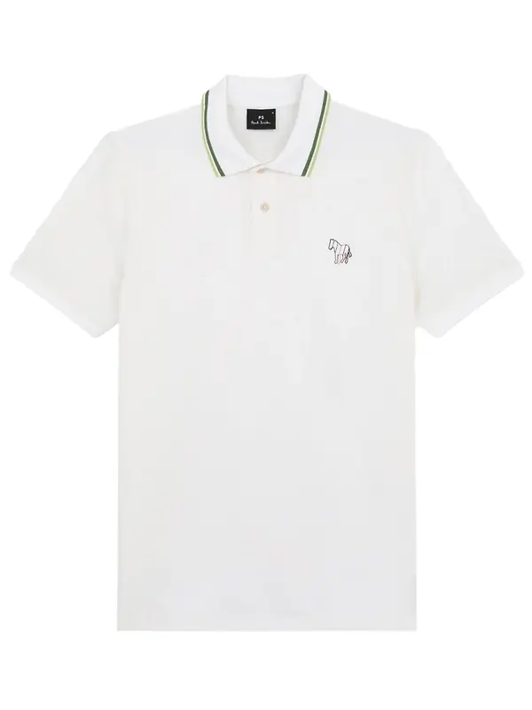 Product image of Paul Smith Men's Regular Fit Stretch-Cotton 'Broad Stripe Zebra' Polo Shirt  - White
