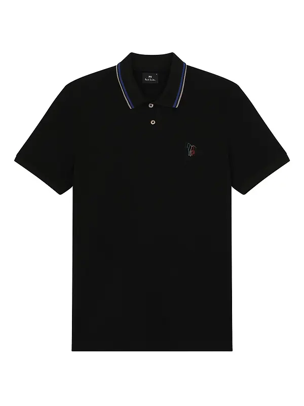Product image of Paul Smith Men's Regular Fit Stretch-Cotton 'Broad Stripe Zebra' Polo Shirt - Black