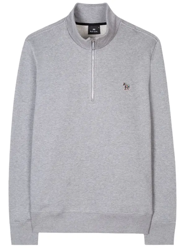 Paul Smith Men's Zebra Logo Zip-Neck Sweatshirt - Grey Marl Image 1