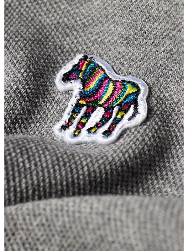 PS By Paul Smith Men's Cotton-Piqué Zebra Logo Polo Shirt - Grey Melange Image 5