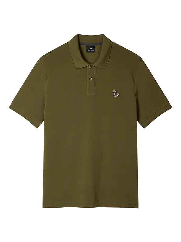 PS By Paul Smith Men's Organic Cotton Zebra Polo Shirt - Khaki Green Image 1