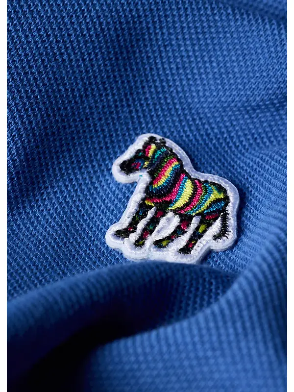 Paul Smith Men's Organic Cotton Zebra Polo Shirt - Mid Blue Image 6