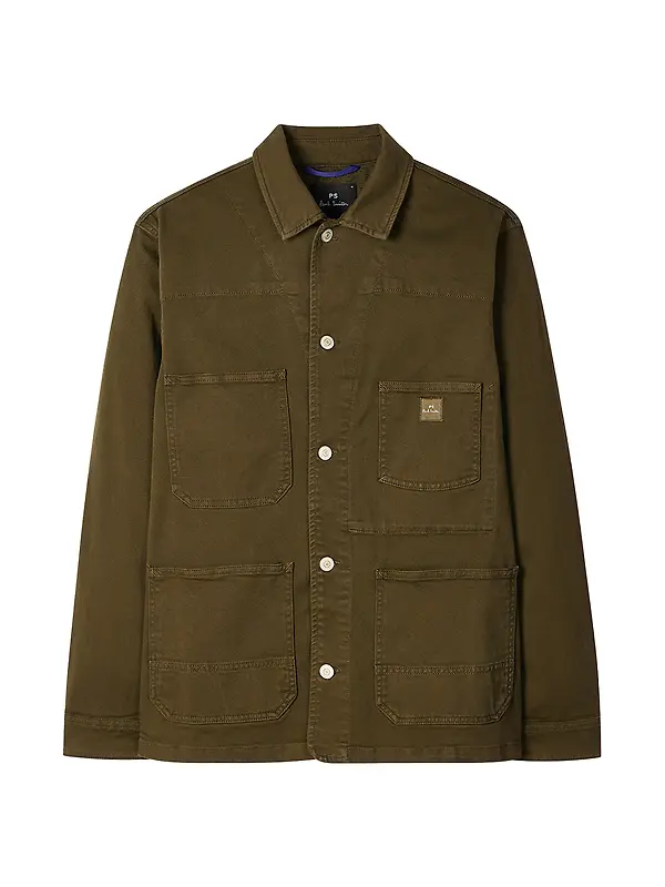 Paul Smith Men's Garment-Dyed Denim Work Jacket - Military Green (Khaki) Image 1