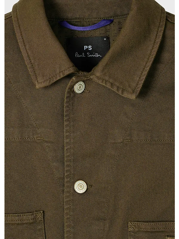 Paul Smith Men's Garment-Dyed Denim Work Jacket - Military Green (Khaki) Image 2