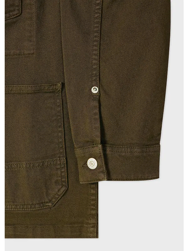 Paul Smith Men's Garment-Dyed Denim Work Jacket - Military Green (Khaki) Image 3