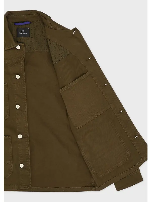 Paul Smith Men's Garment-Dyed Denim Work Jacket - Military Green (Khaki) Image 4