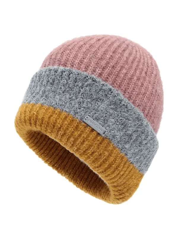 Didriksons Malin Striped Beanie - Ash Rose Multi Image 1
