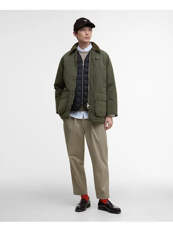 Barbour Men's Oversized Bedale Padded Casual Jacket - Olive Image 3