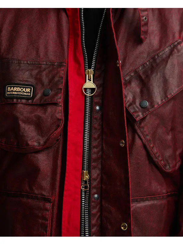 Barbour International Men's 90th Anniversary A7 Casual Jacket - Red Image 7