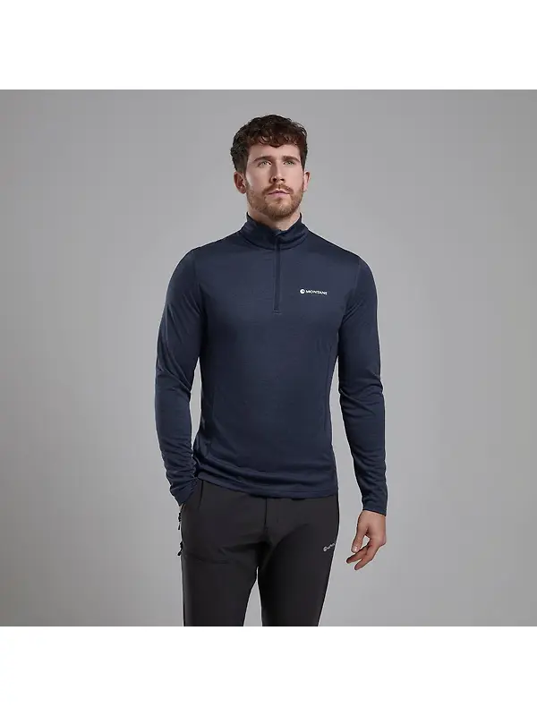 Montane Men's Dart Zip Neck Long Sleeved Baselayer - Eclipse Blue Image 2