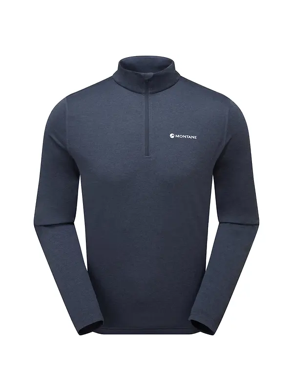 Montane Men's Dart Zip Neck Long Sleeved Baselayer - Eclipse Blue Image 1