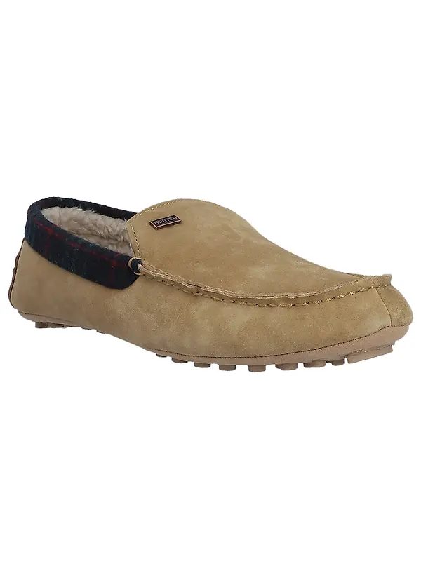 Hunter Men's Tartan Collar Moccasin Slippers - Biscuit Image 7