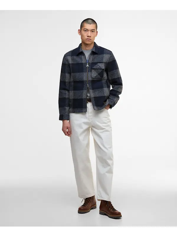 Barbour International Men's Hailwood Tartan Fleece Overshirt - Navy Image 3