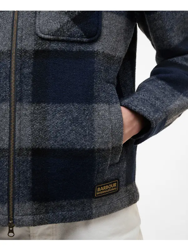 Barbour International Men's Hailwood Tartan Fleece Overshirt - Navy Image 7
