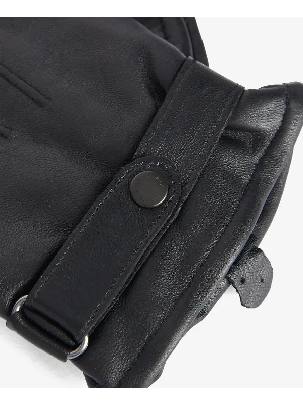 Barbour Men's Burnished Leather Thinsulate Gloves - Black Image 2