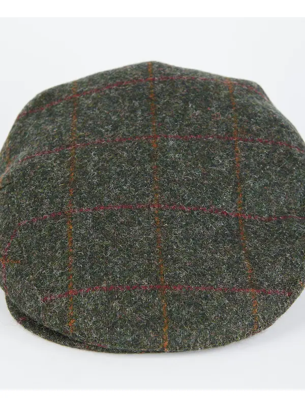Barbour Men's Crieff Flat Cap - Olive/Red Overcheck Image 3
