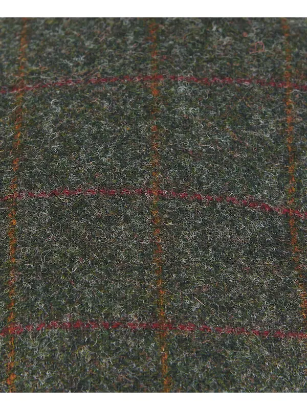 Barbour Men's Crieff Flat Cap - Olive/Red Overcheck Image 4