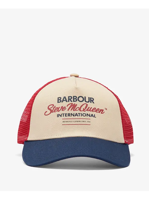 Barbour International Men's Steve McQueen Trucker Cap - Navy/Red/Stone Image 3