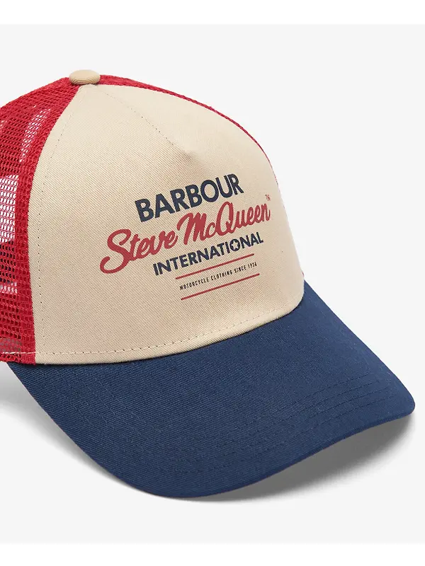 Barbour International Men's Steve McQueen Trucker Cap - Navy/Red/Stone Image 4