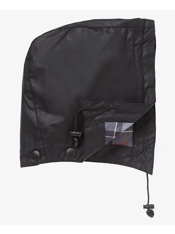 Barbour Wax Cotton Hood - Tartan Lining - Black Image 2