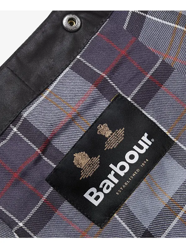 Barbour Wax Cotton Hood - Tartan Lining - Black Image 3