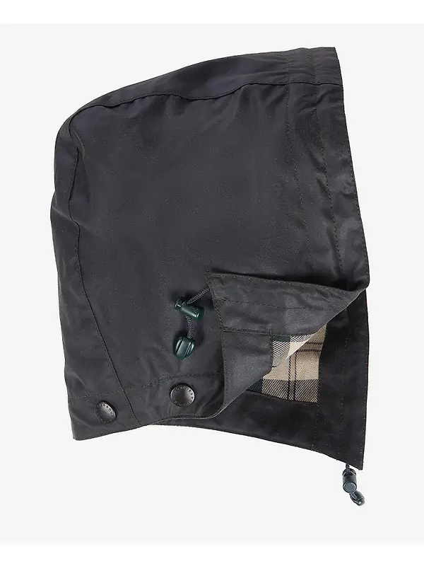Barbour Wax Cotton Hood - Tartan Lining - Sage Image 2