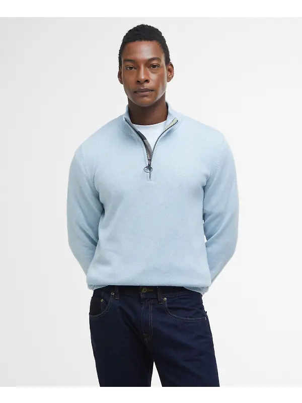 Barbour Men's Cotton Half Zip Jumper - Ocean Sky Image 2