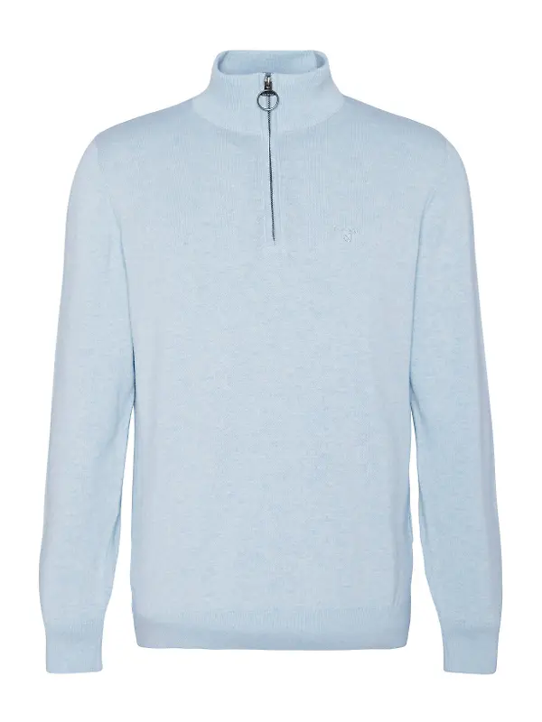 Barbour Men's Cotton Half Zip Jumper - Ocean Sky Image 1