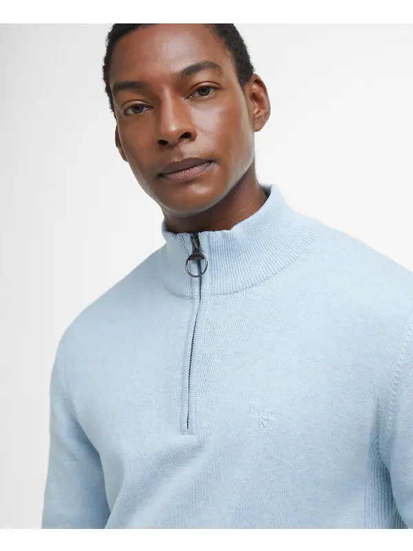 Barbour Men's Cotton Half Zip Jumper - Ocean Sky Image 5
