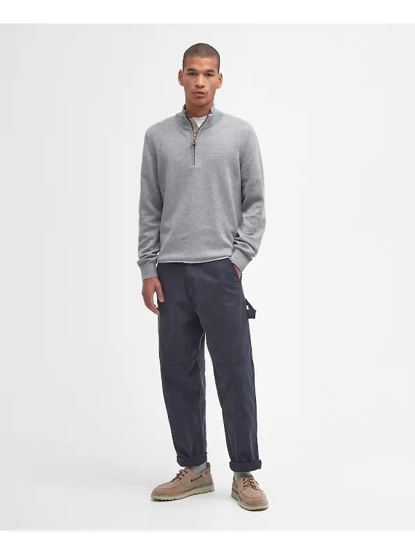 Barbour Men's Cotton Half Zip Jumper - Grey Image 5