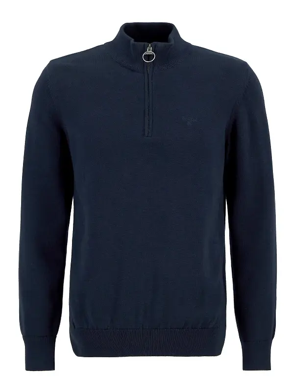 Barbour Men's Cotton Half Zip Jumper - Navy Image 1