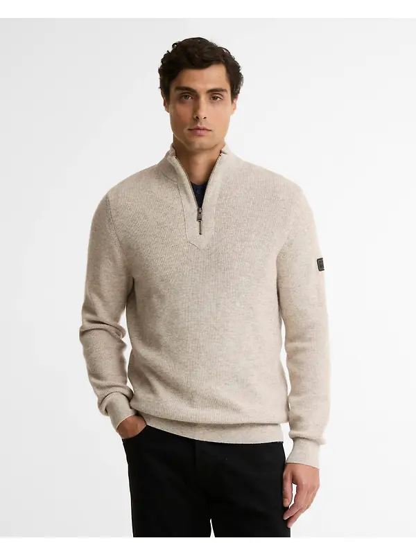 Barbour International Men's Crawley Quarter-Zip Jumper - Concrete Image 2