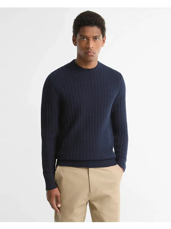 Barbour Men's Herringbone Crew Neck Jumper - Navy Image 2