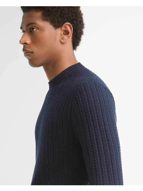 Barbour Men's Herringbone Crew Neck Jumper - Navy Image 5